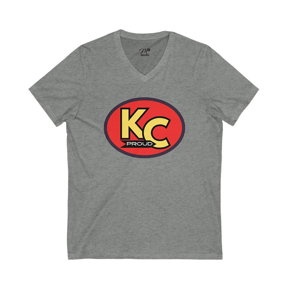 Thumbnail: KC Proud (red oval gold letters) Unisex V-Neck Tee, Kansas City PROUD