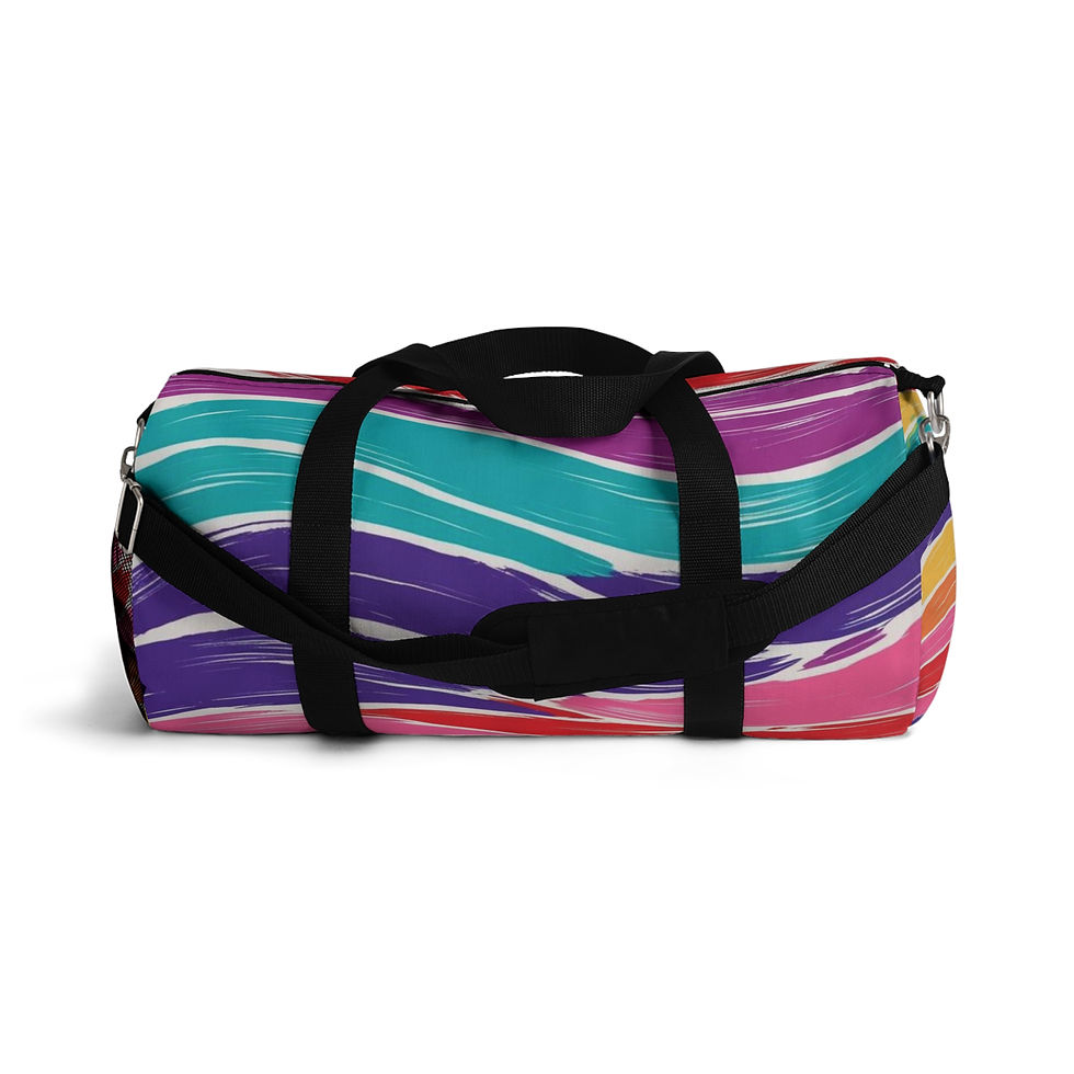Thumbnail: Vibrant Wave Print Duffel Bag, Rainbow Waves, Fresco, Perfect for Gym & Travel
