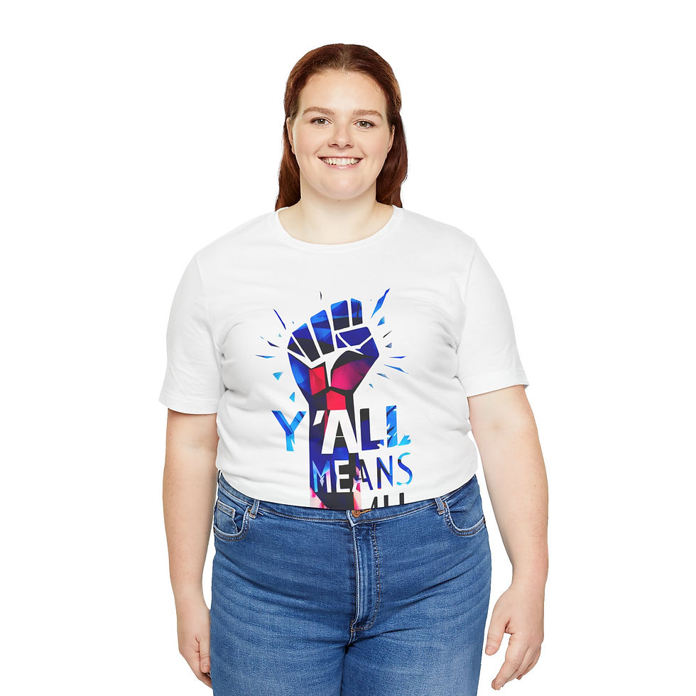 Thumbnail: Y'all Means All Resist Unisex Tee, Blue, Inclusive Apparel for All