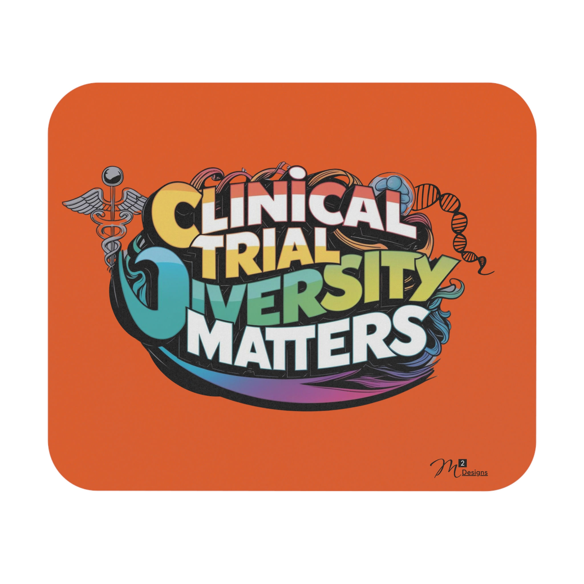 Clinical Trial Diversity Matters Mouse Pad, Orange Desk Accessory, Science