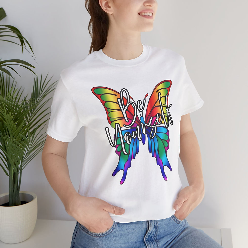 Thumbnail: Be Yourself Rainbow Butterfly Unisex Tee, Diversity, Inclusive, PRIDE