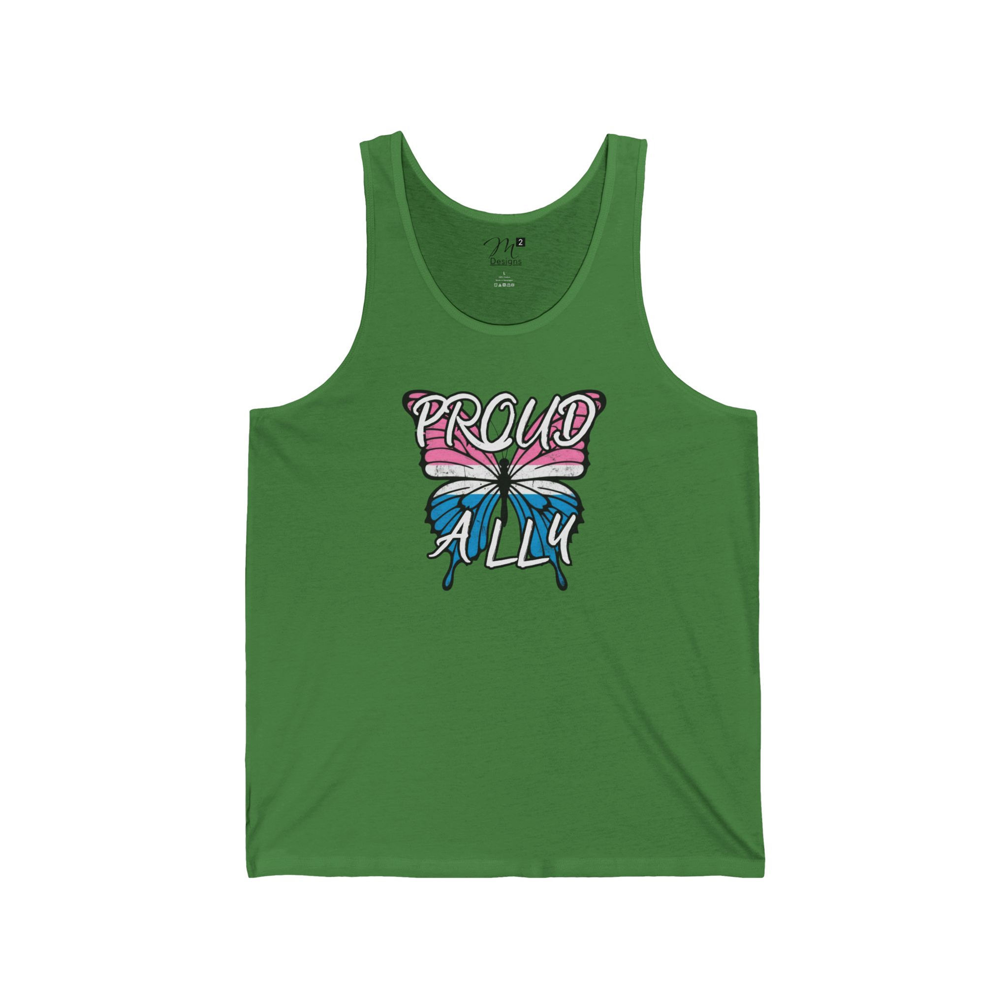 Proud Ally Trans Butterfly Unisex Jersey Tank, Positivity, Diversity, PRIDE