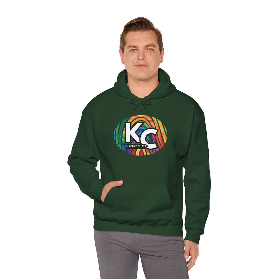 Thumbnail: KC Proud rainbow fingerprint oval Unisex hoodie, Diversity, Inclusive, PRIDE 