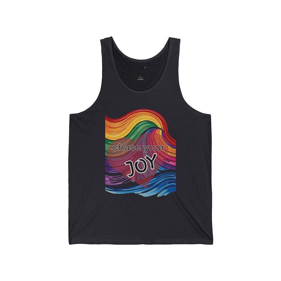Thumbnail: Chase Your Joy Unisex Jersey Tank, Rainbow Wave, Positivity, Empowerment
