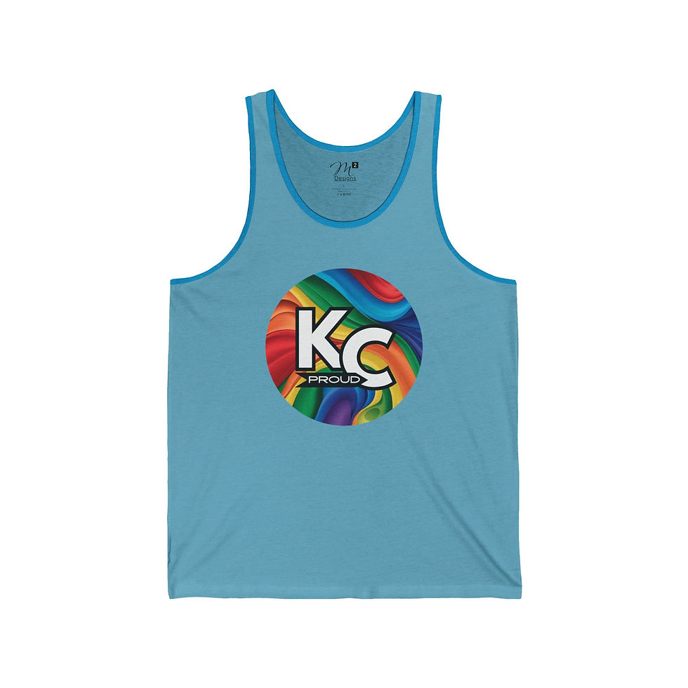 Thumbnail: KC Proud rainbow round Unisex Jersey Tank, Positivity, Diversity, PRIDE