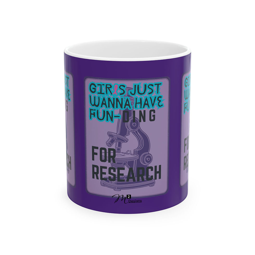 Thumbnail: Girls Just Wanna have FUN-DING Ceramic Mug, dk purple, Gender Equality, Science 
