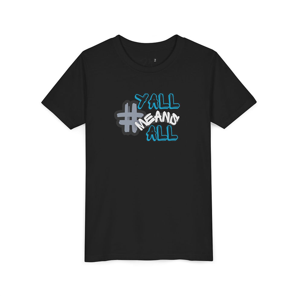 Thumbnail: #YallMeansAll Youth Short Sleeve T-Shirt, Blue, Inclusive Apparel for Kids