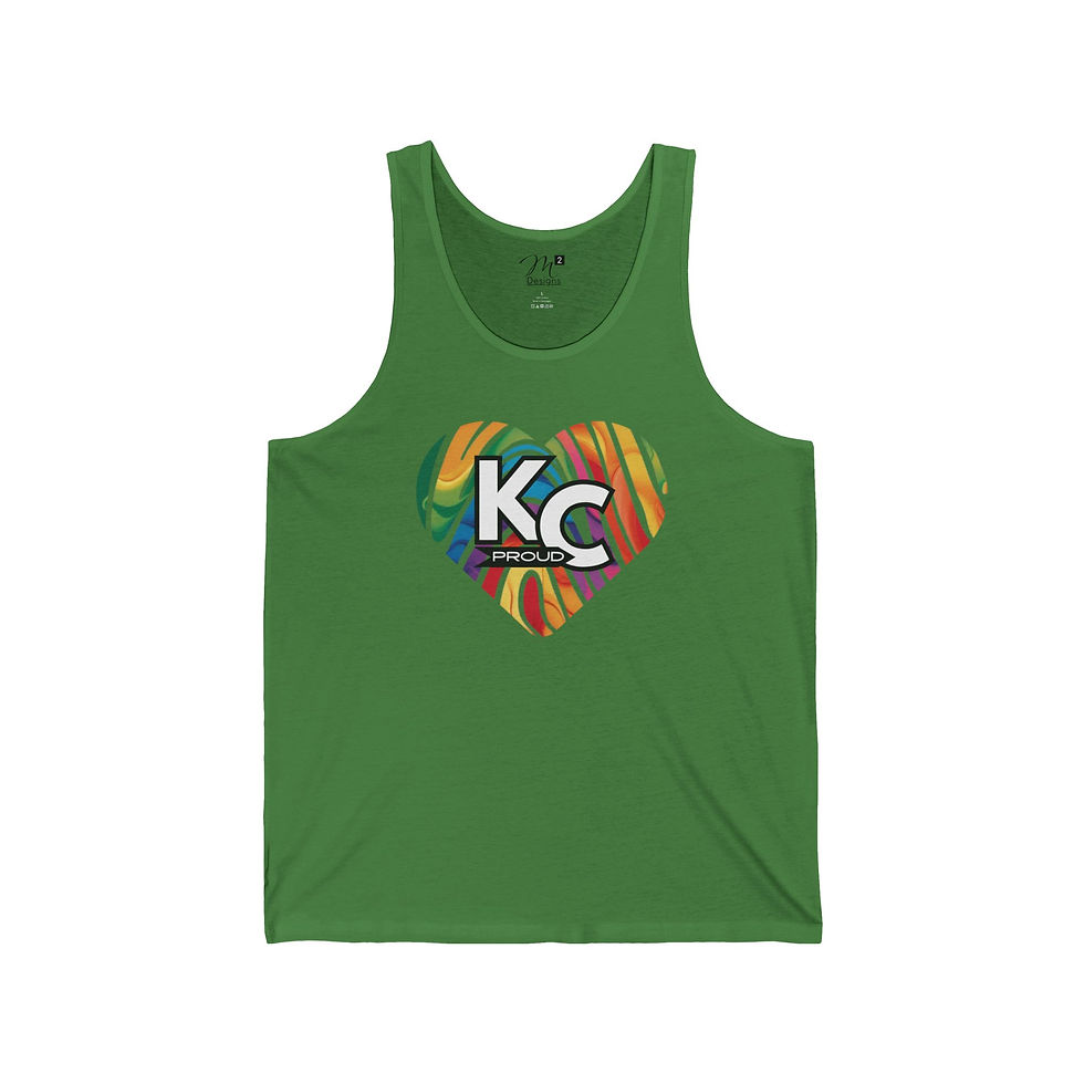 Thumbnail: KC Proud rainbow fingerprint heart Unisex Jersey Tank, Diversity, PRIDE