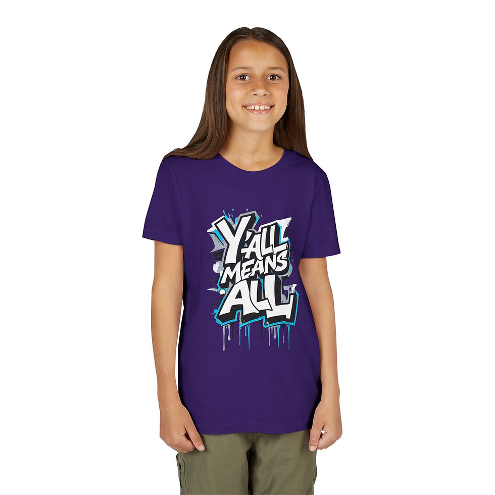 Thumbnail: Y’all Means All Youth Short Sleeve T-Shirt, Blue, Inclusive Apparel for Kids