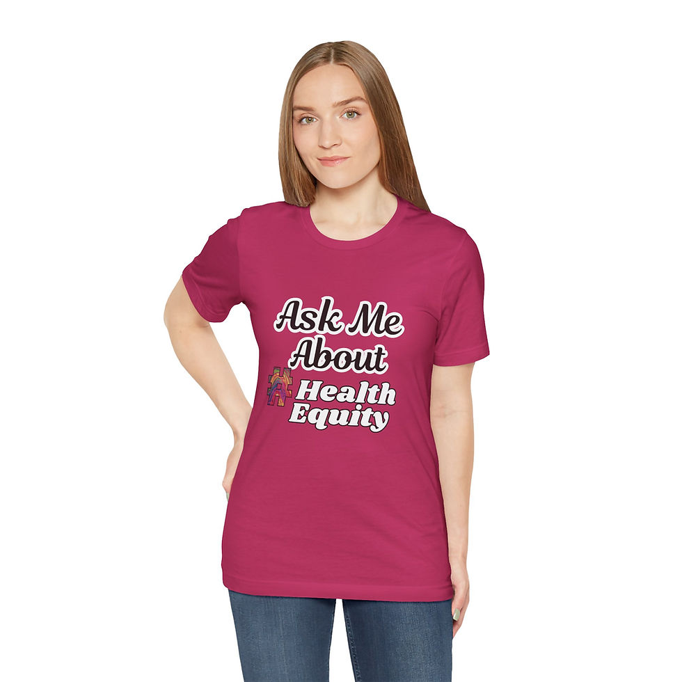Thumbnail: Ask Me About #HealthEquity Full Front & Back Unisex Tee, Rainbow Hashtag