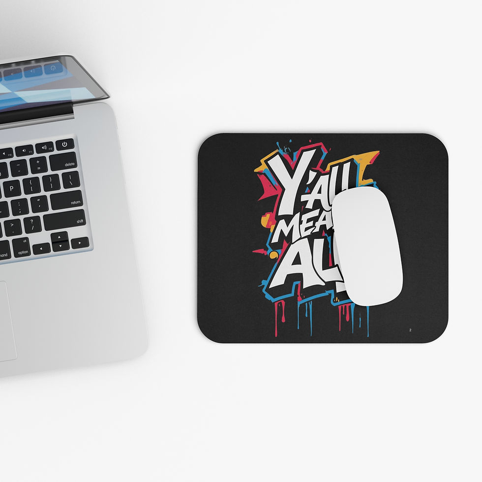 Thumbnail: Y’all Means All Mouse Pad, Black Desk Accessory, Inclusion, Equality, LGBTQ+