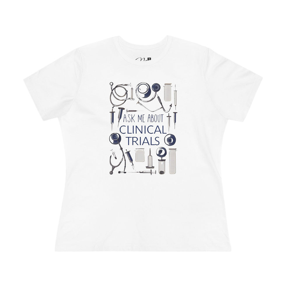 Thumbnail: Ask Me About Clinical Trials Women’s Relaxed Fit T-shirt, Healthcare Awareness