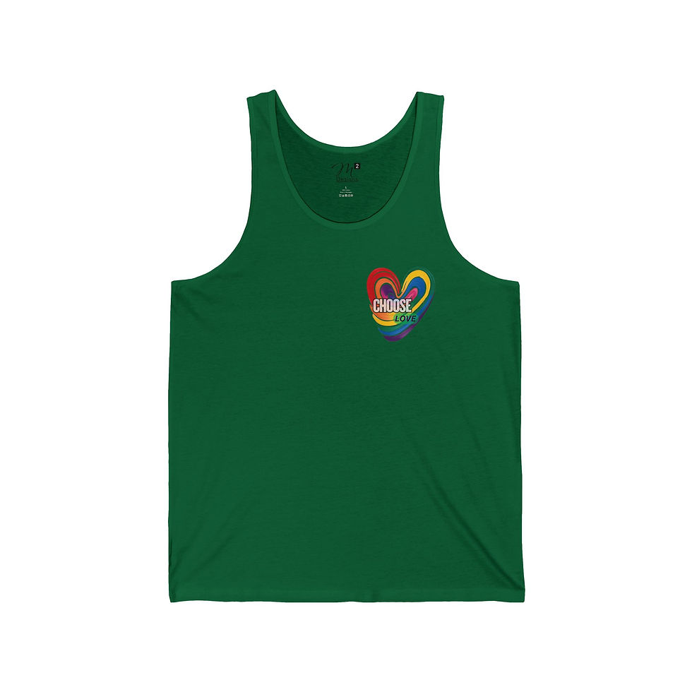 Thumbnail: Choose Love Unisex Jersey Tank, Rainbow Heart Back, Positivity, Empowerment
