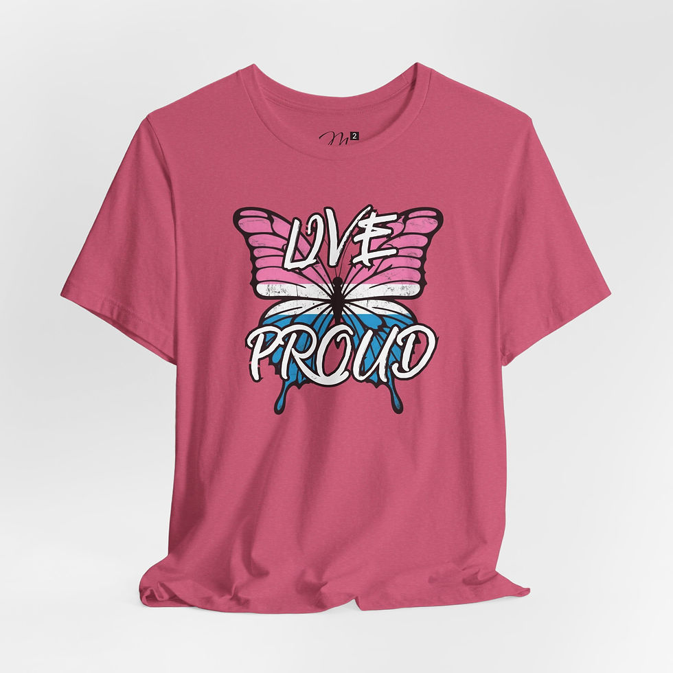 Thumbnail: Live Proud Trans Flag Butterfly Unisex Tee, Diversity, Inclusive, PRIDE