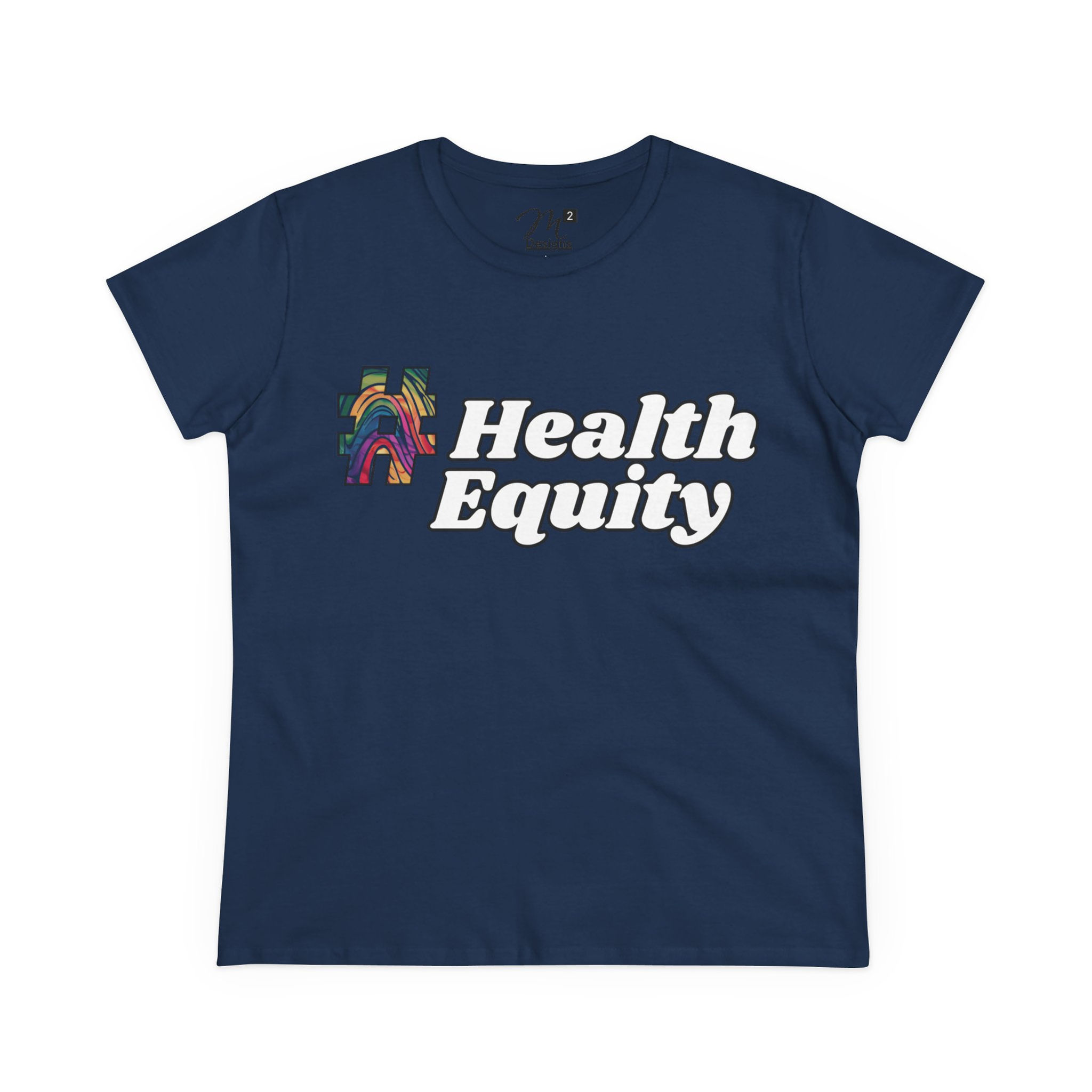 Health Equity Women’s Midweight Tee, Rainbow Hashtag