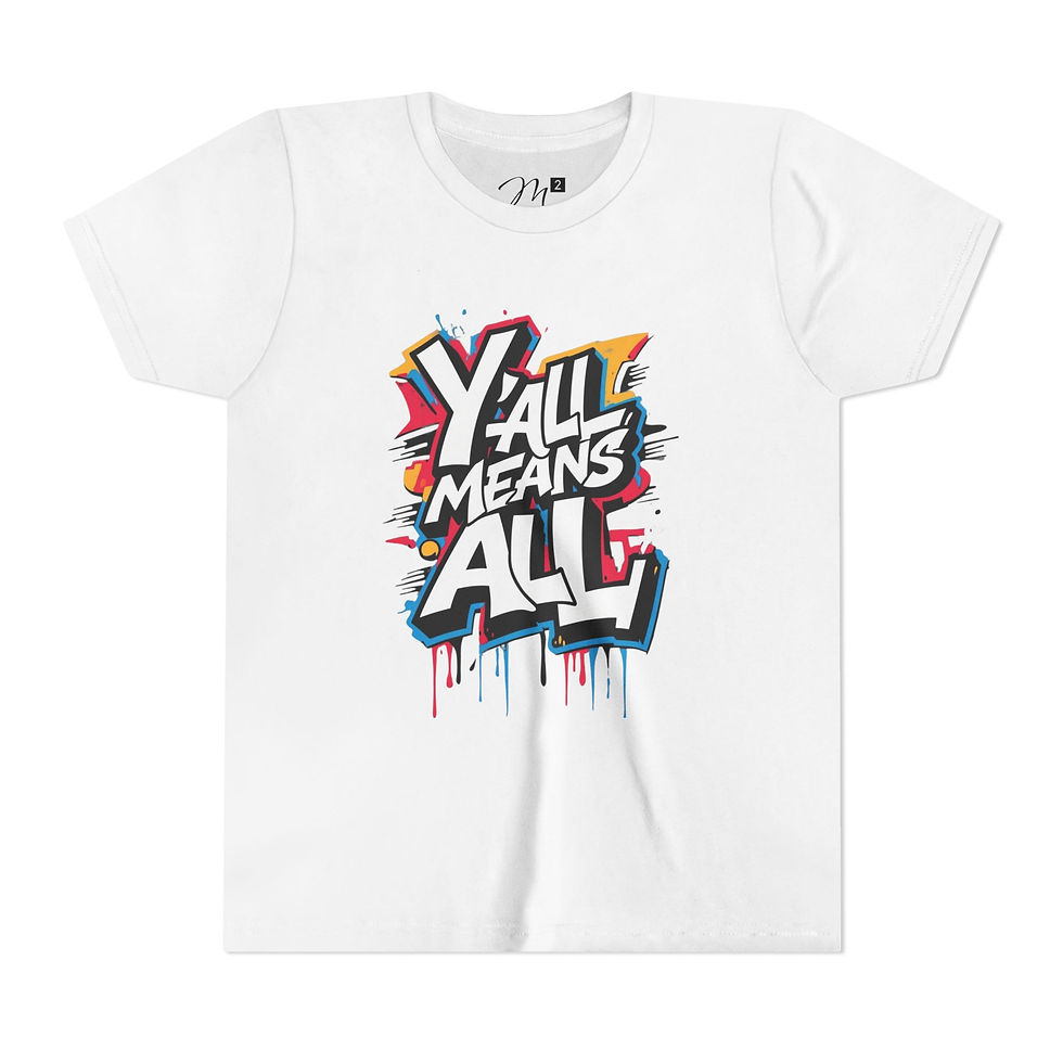 Thumbnail: Y’all Means All Youth Short Sleeve T-Shirt, Graffiti, Inclusive Apparel for Kids