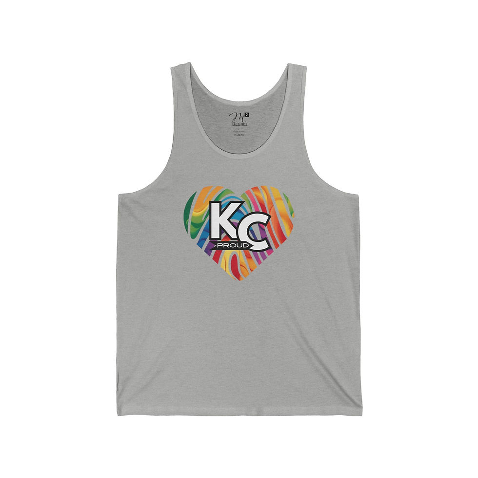 Thumbnail: KC Proud rainbow fingerprint heart Unisex Jersey Tank, Diversity, PRIDE