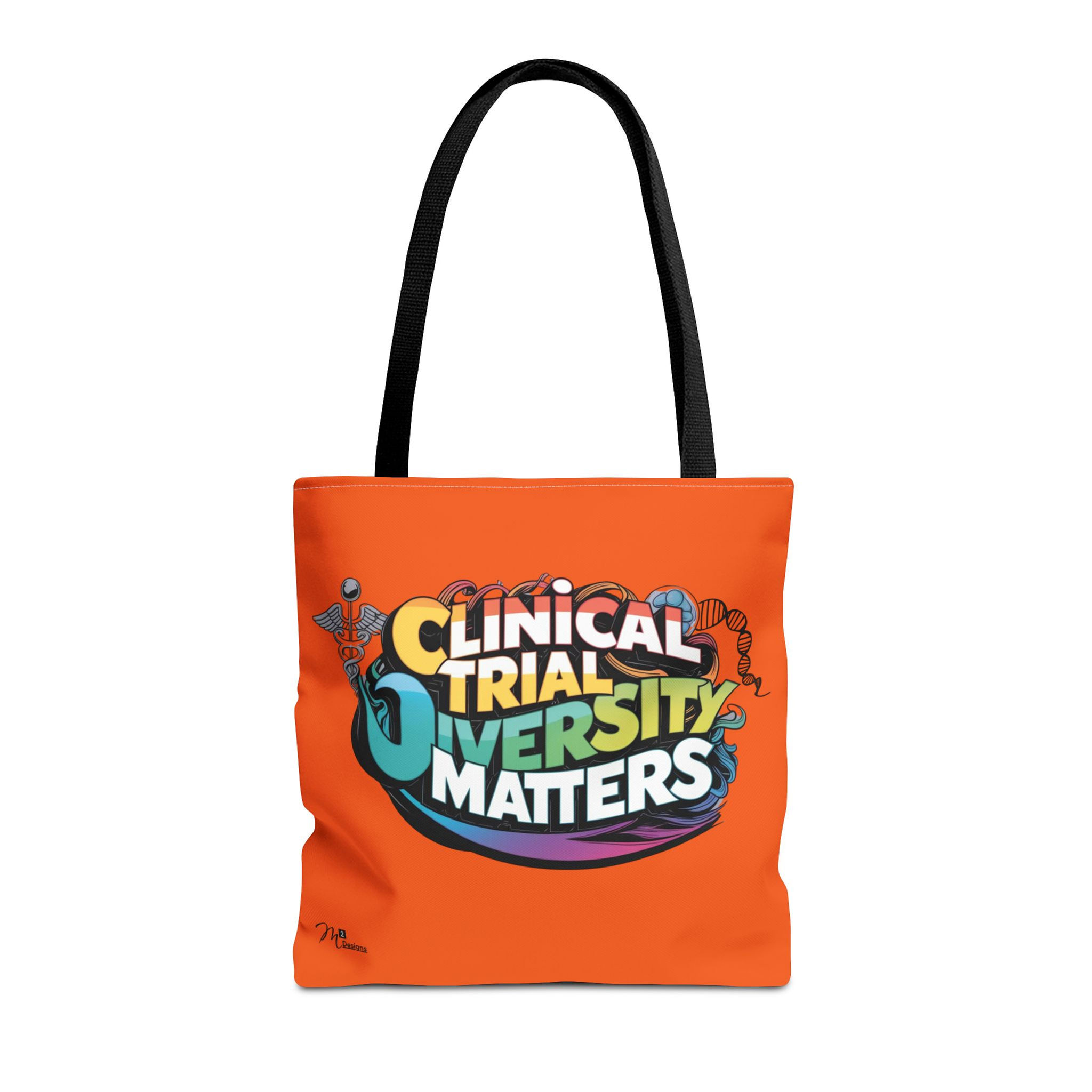 Clinical Trial Diversity Matters Tote Bag, Orange 13x13, 16x16, 18x18 Science