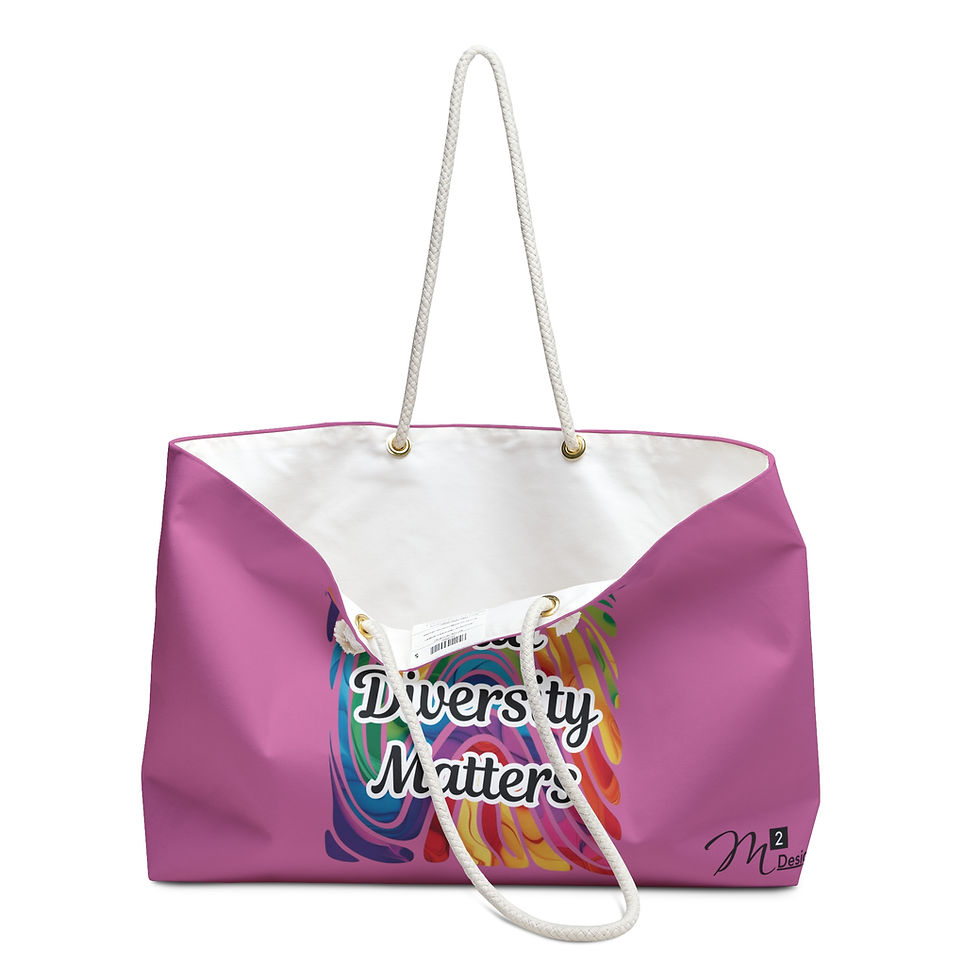 Thumbnail: Clinical Trial Diversity Matters Weekend Travel Bag Rainbow/Light Pink Tote
