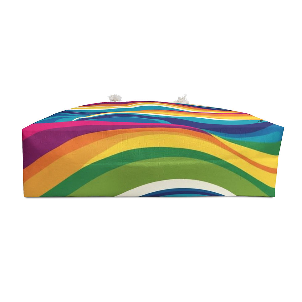 Thumbnail: Vibrant Weekend Travel Bag, Rainbow Waves Fantasy, Lightweight & Versatile Tote