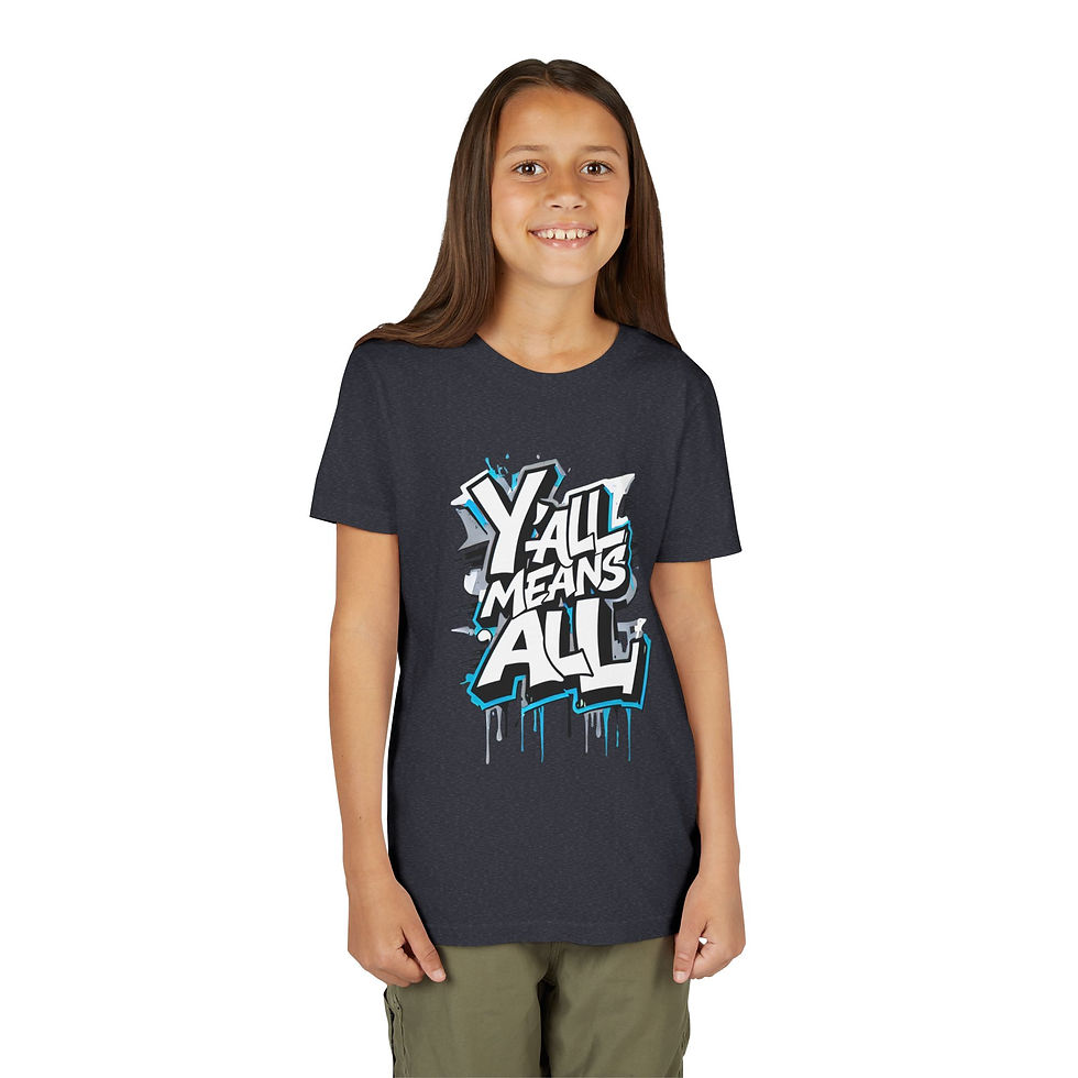 Thumbnail: Y’all Means All Youth Short Sleeve T-Shirt, Blue, Inclusive Apparel for Kids