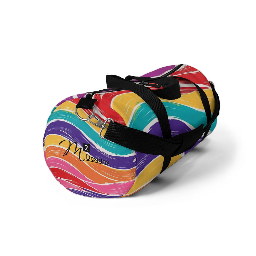Thumbnail: Vibrant Wave Print Duffel Bag, Rainbow Waves, Fresco, Perfect for Gym & Travel