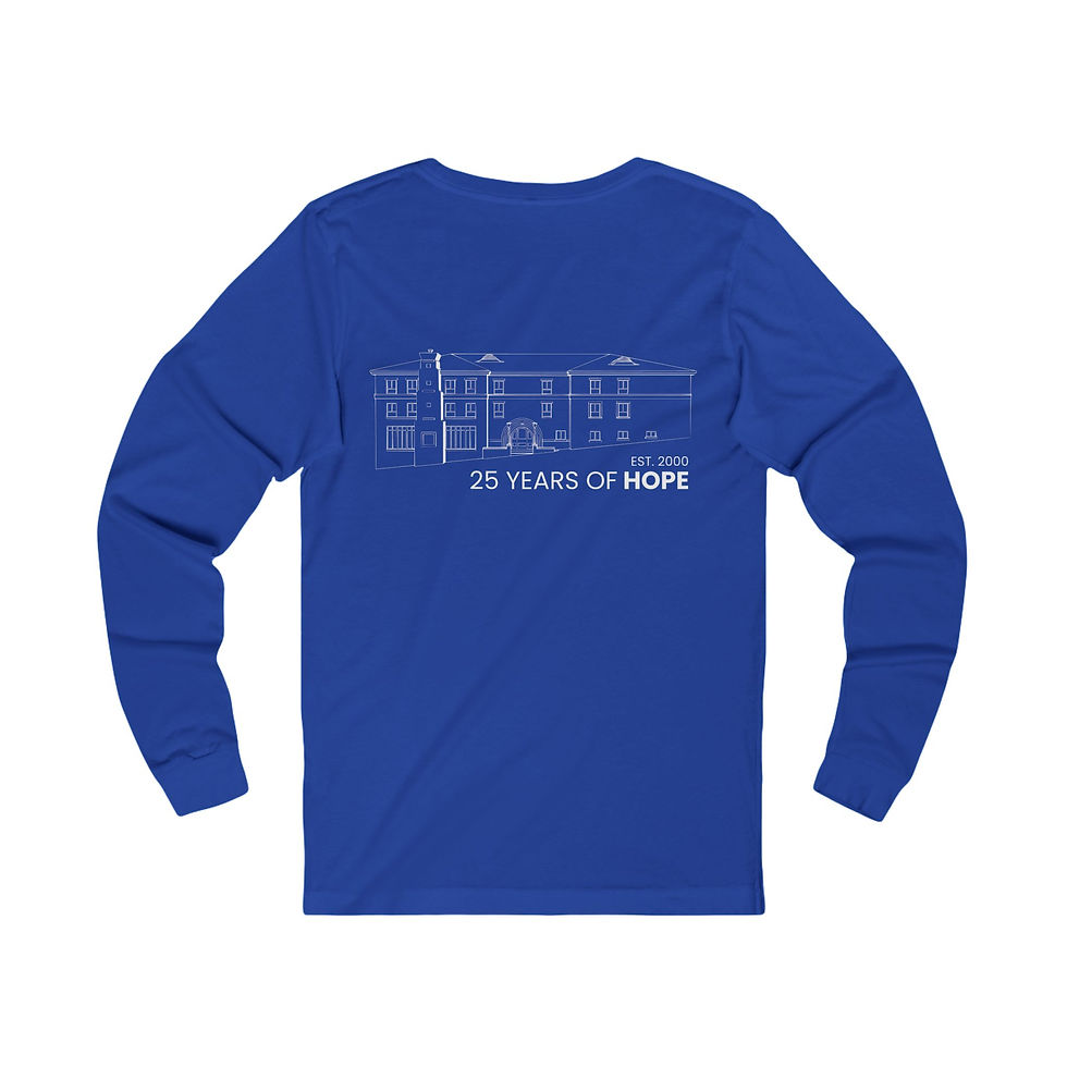 Thumbnail: Unisex Long Sleeve Tee, Hope Lodge Kansas City 25 Years of Hope, White Design