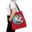 Thumbnail: KC Proud (aqua to red oval white letters) Tote Bag, Dk Red 13x13, 16x16, 18x18 