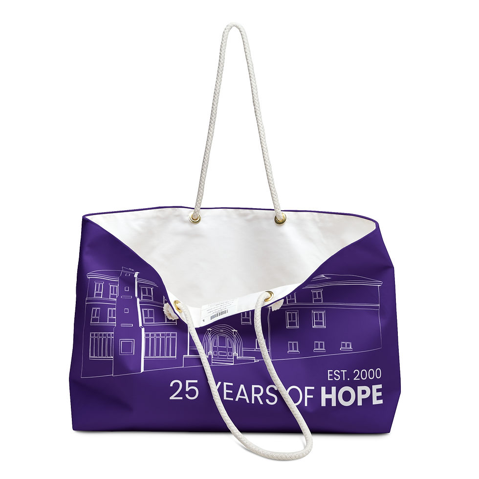 Thumbnail: Purple Weekender Bag, Hope Lodge Kansas City 25 Years of Hope, White Design