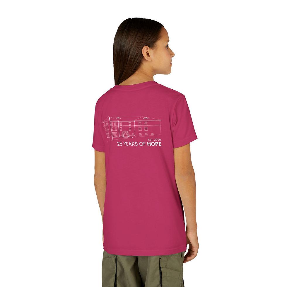 Thumbnail: Unisex Youth Tee, Hope Lodge Kansas City 25 Years of Hope, White Design