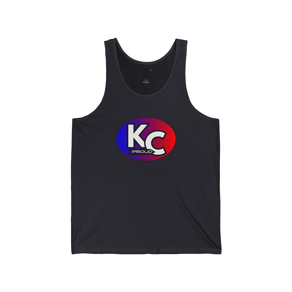 Thumbnail: KC Proud (blue to red oval) Unisex Jersey Tank, Kansas City PROUD