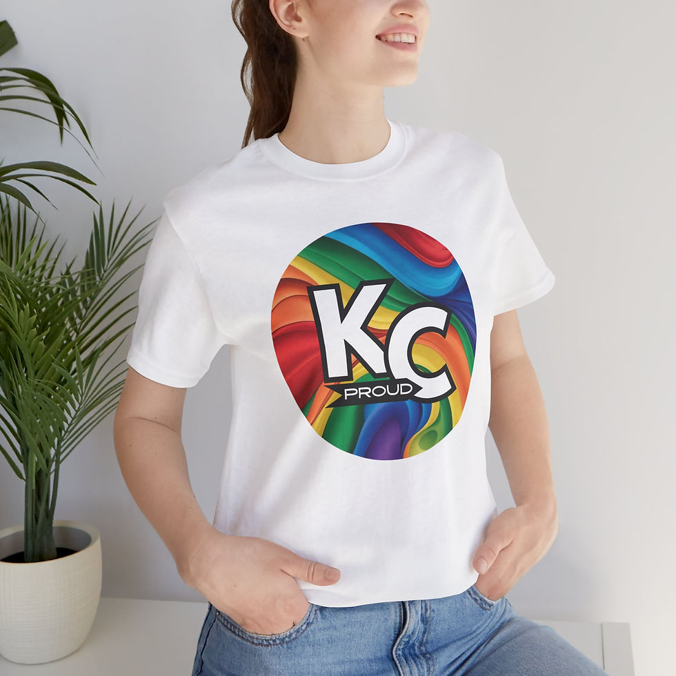 Thumbnail: KC Proud rainbow round Unisex Tee, Diversity, Inclusive, Positivity, PRIDE
