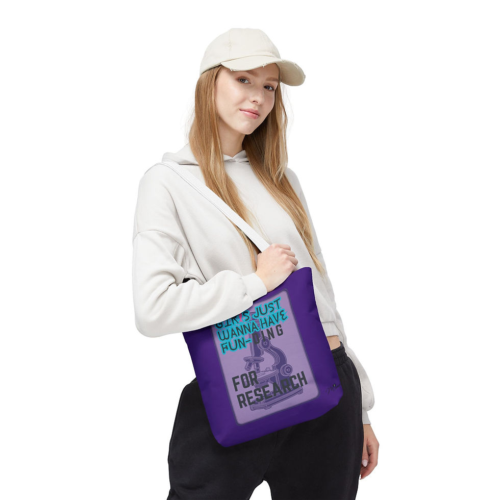 Thumbnail: Girls Just Wanna have FUN-DING Tote Bag, Purple 13x13, 16x16, 18x18 Science