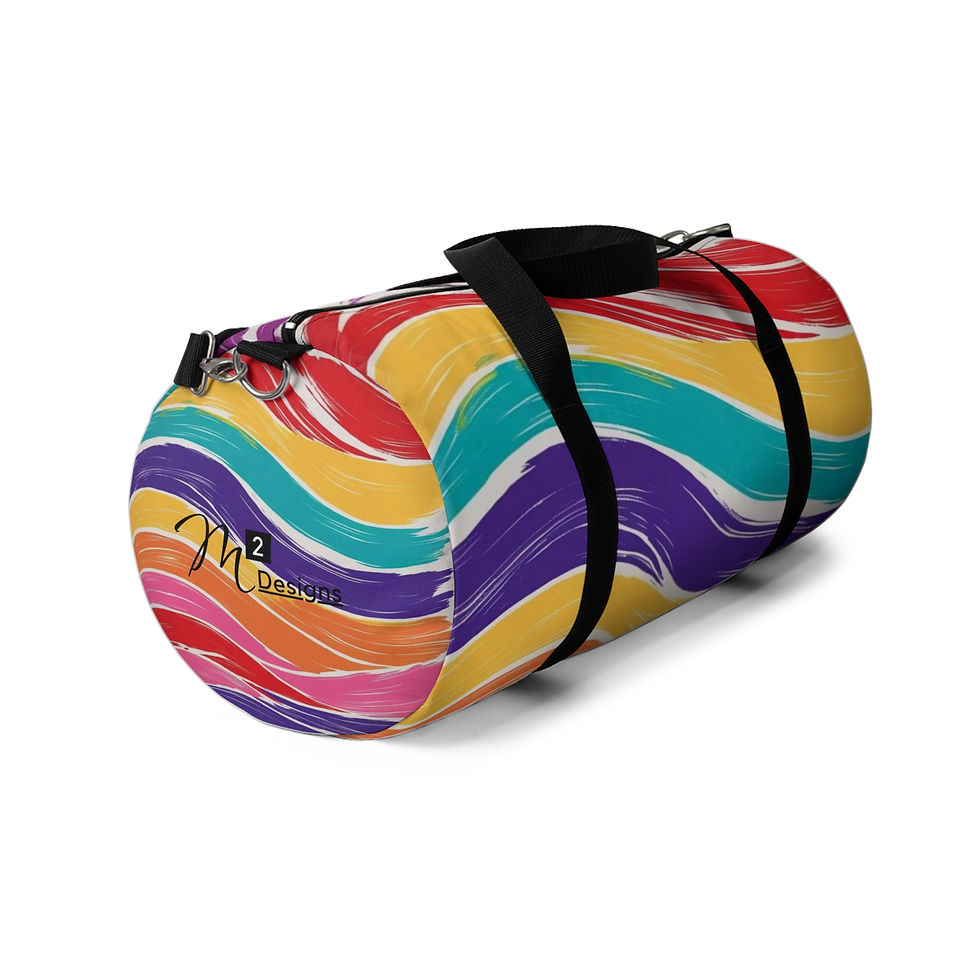 Thumbnail: Vibrant Wave Print Duffel Bag, Rainbow Waves, Fresco, Perfect for Gym & Travel