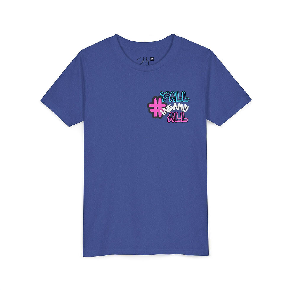 Thumbnail: #YallMeansAll Youth Short Sleeve T-Shirt Bubblegum Front & Back Apparel For Kids