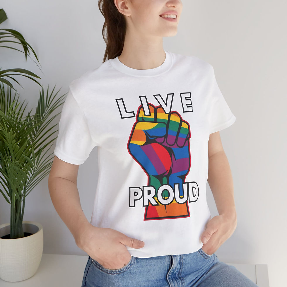 Thumbnail: LIVE PROUD resist fist Unisex Tee, Inspirational, Diversity, Inclusive, PRIDE