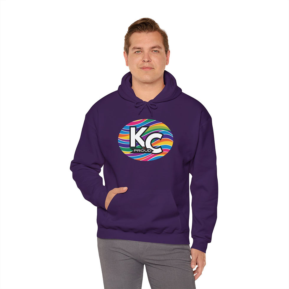 Thumbnail: KC Proud rainbow wave oval Unisex hoodie, Diversity, Inclusive, PRIDE 