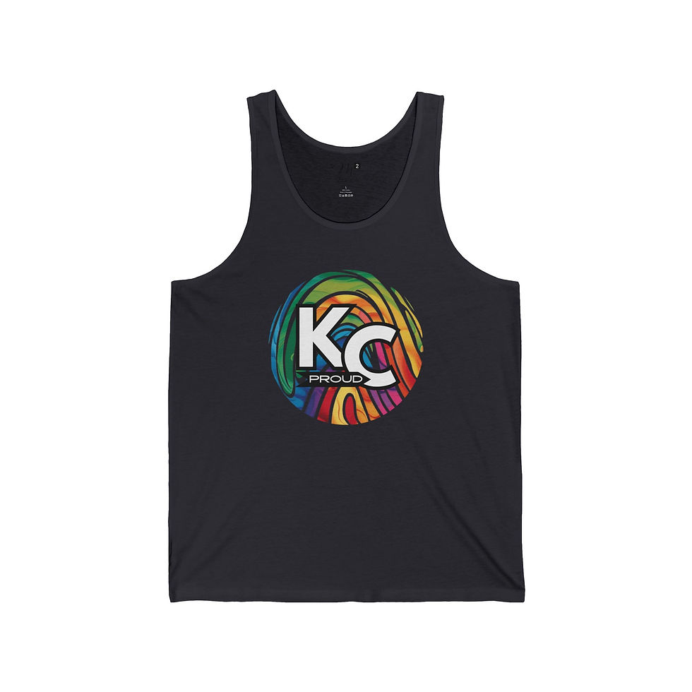 Thumbnail: KC Proud rainbow fingerprint Unisex Jersey Tank, Positivity, Diversity, PRIDE