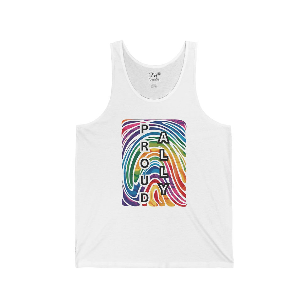 Thumbnail: Proud ALLY Rainbow Print Unisex Tank, Positivity, Empowerment, Diversity, PRIDE