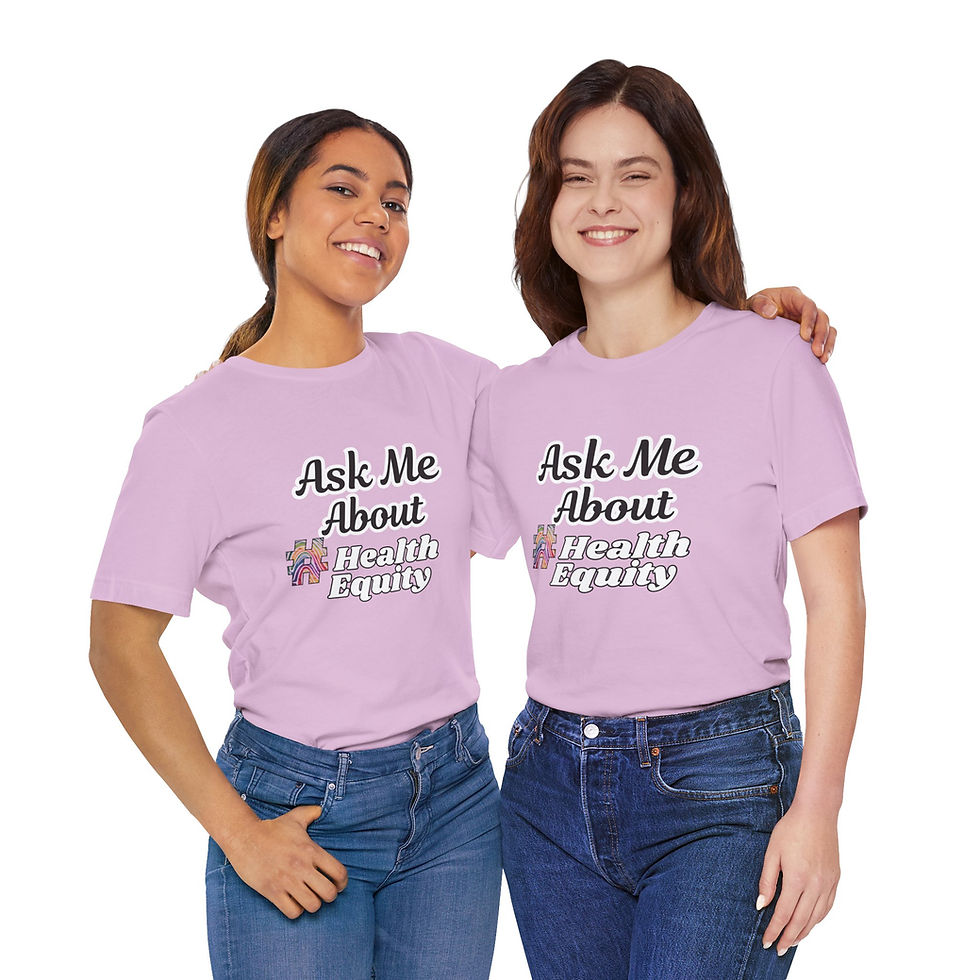 Thumbnail: Ask Me About #HealthEquity Full Front & Back Unisex Tee, Rainbow Hashtag