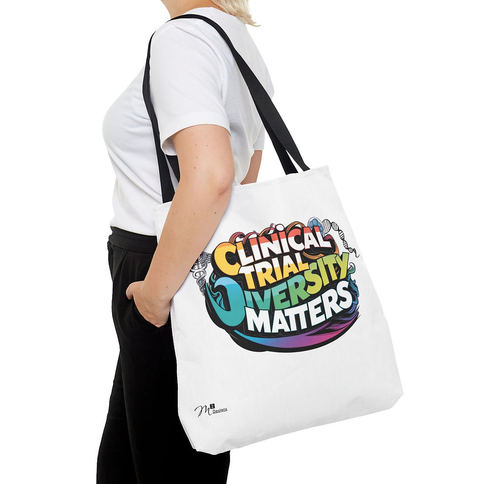 Thumbnail: Clinical Trial Diversity Matters Tote Bag, White 13x13, 16x16, 18x18 Science