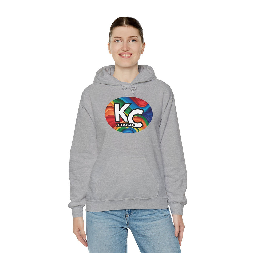 Thumbnail: KC Proud rainbow oval Unisex hoodie, Diversity, Inclusive, Positivity, PRIDE 