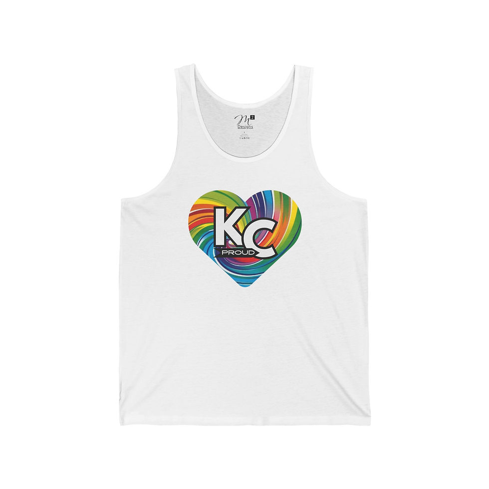 Thumbnail: KC Proud rainbow swirl heart Unisex Jersey Tank, Positivity, Diversity, PRIDE