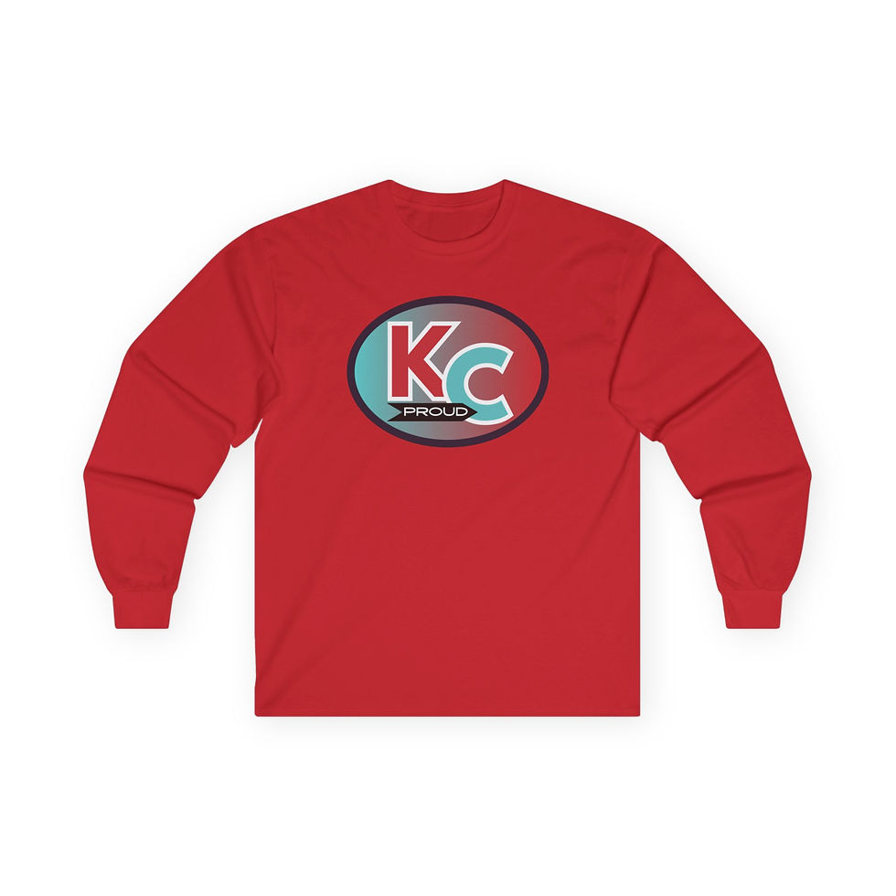 KC Proud (aqua to red oval color letters) Unisex Ultra Cotton Long Sleeve Tee