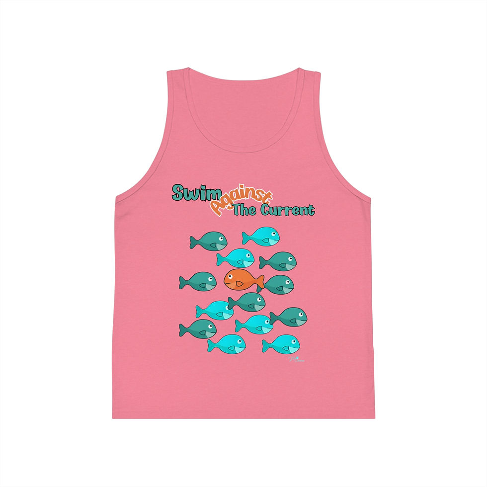 Thumbnail: Swim Against The Current Kids Jersey Tank Top, Sea Life Empowerment Summer Tank