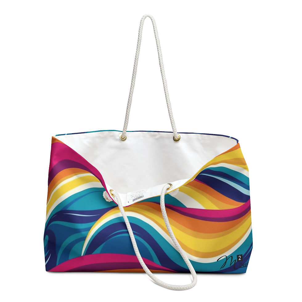 Thumbnail: Vibrant Weekend Travel Bag, Rainbow Waves Fantasy, Lightweight & Versatile Tote