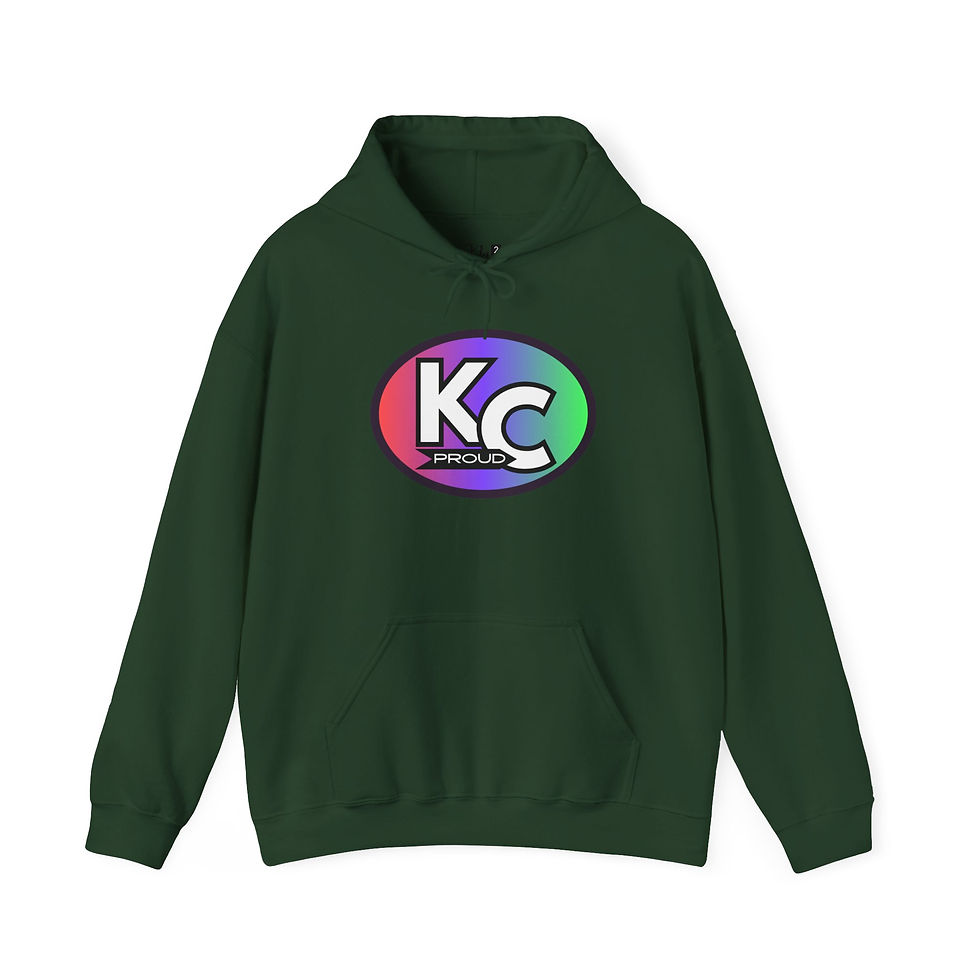 Thumbnail: KC Proud (red, purple, green oval) Unisex hoodie, Diversity, Inclusive, PROUD