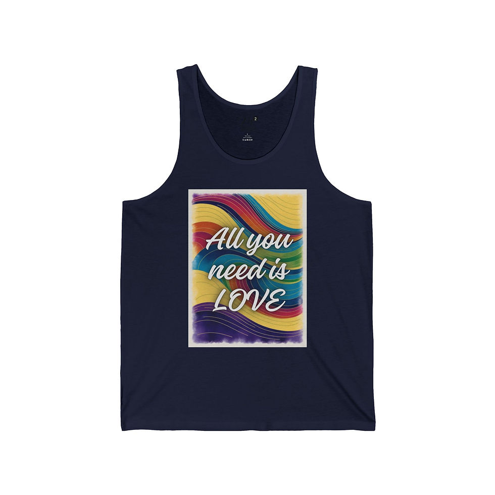 Thumbnail: All You Need is LOVE Unisex Jersey Tank, Rainbow Swirl, Positivity, Empowerment
