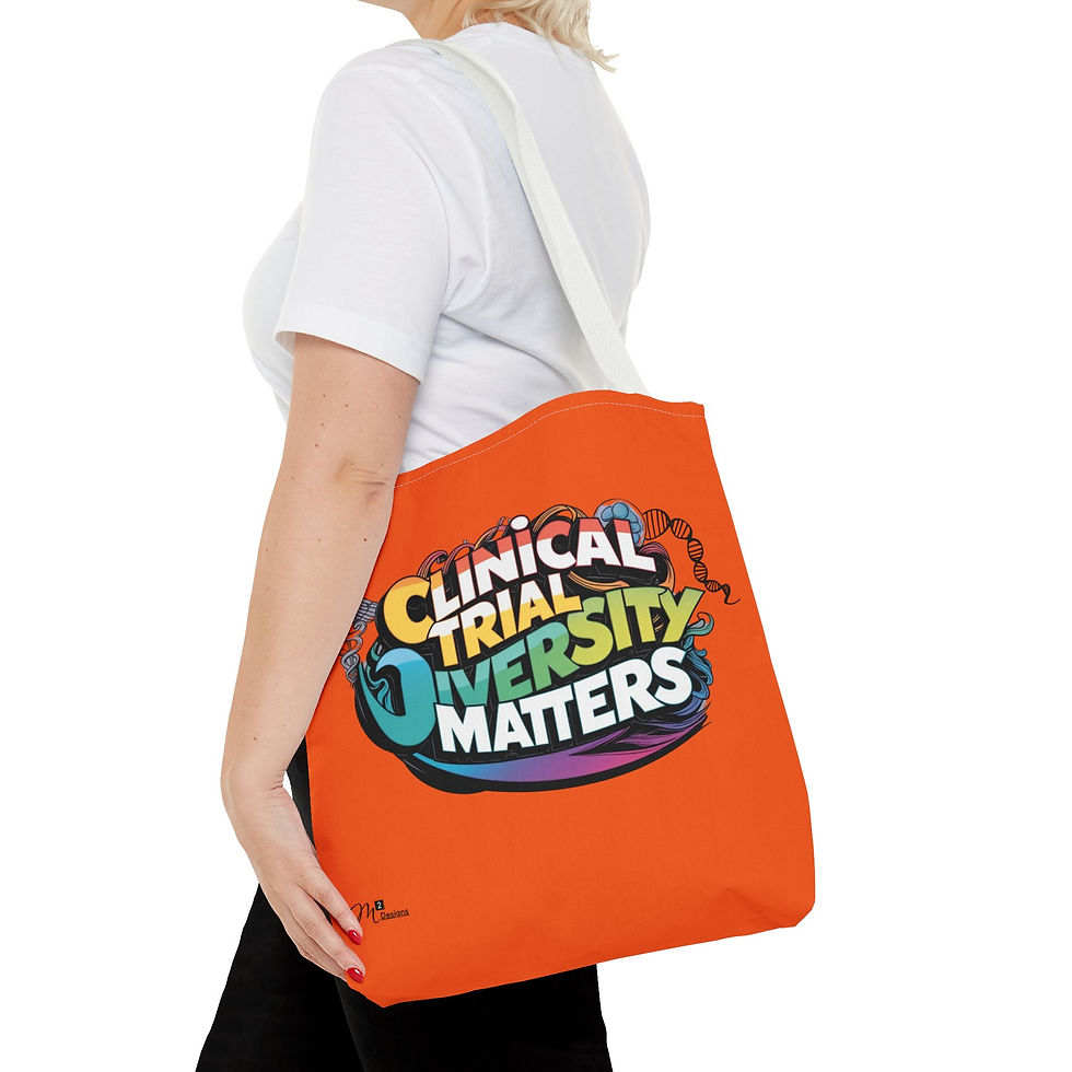 Thumbnail: Clinical Trial Diversity Matters Tote Bag, Orange 13x13, 16x16, 18x18 Science