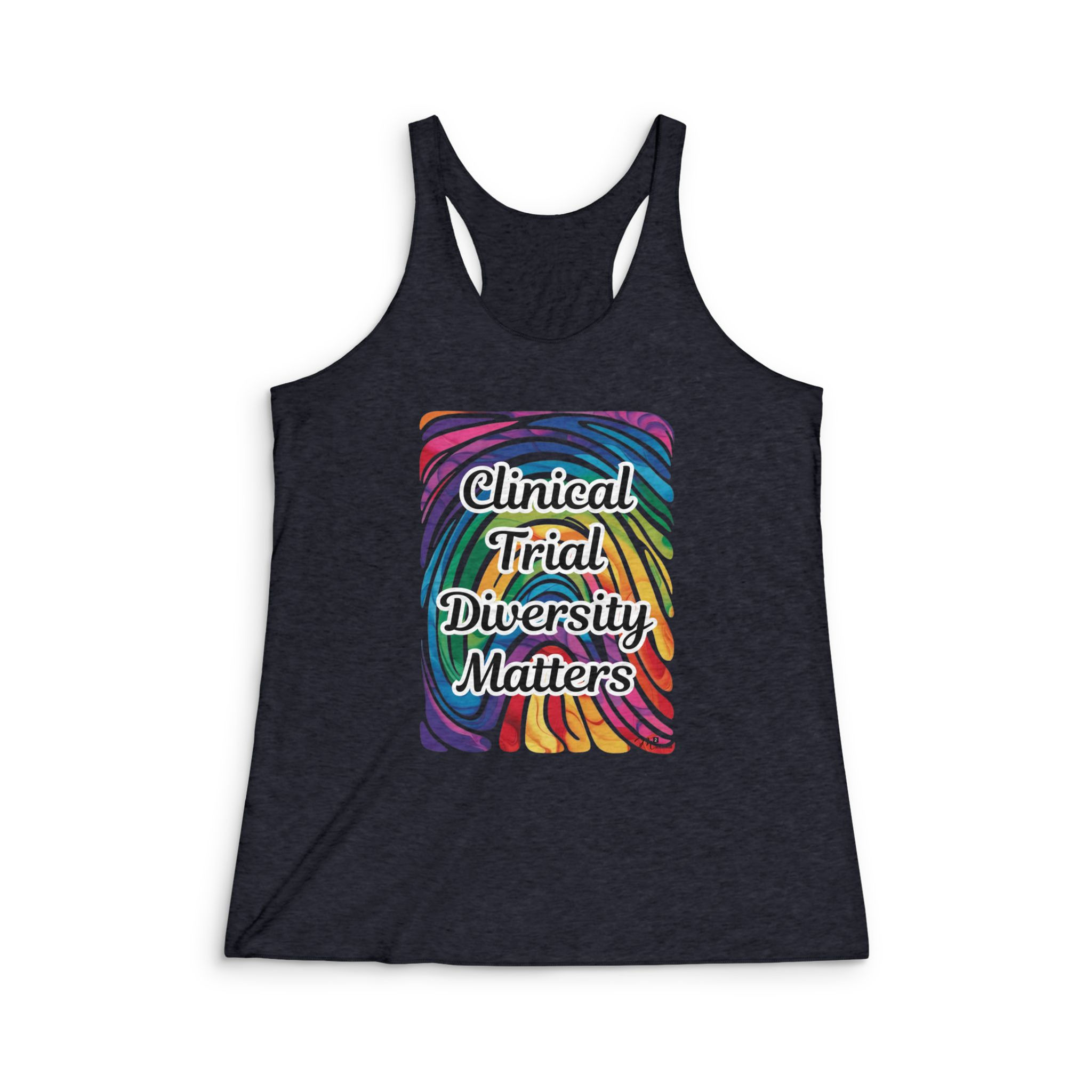 Clinical Trial Diversity Matters Women's Racerback Tank, Rainbow Fingerprint